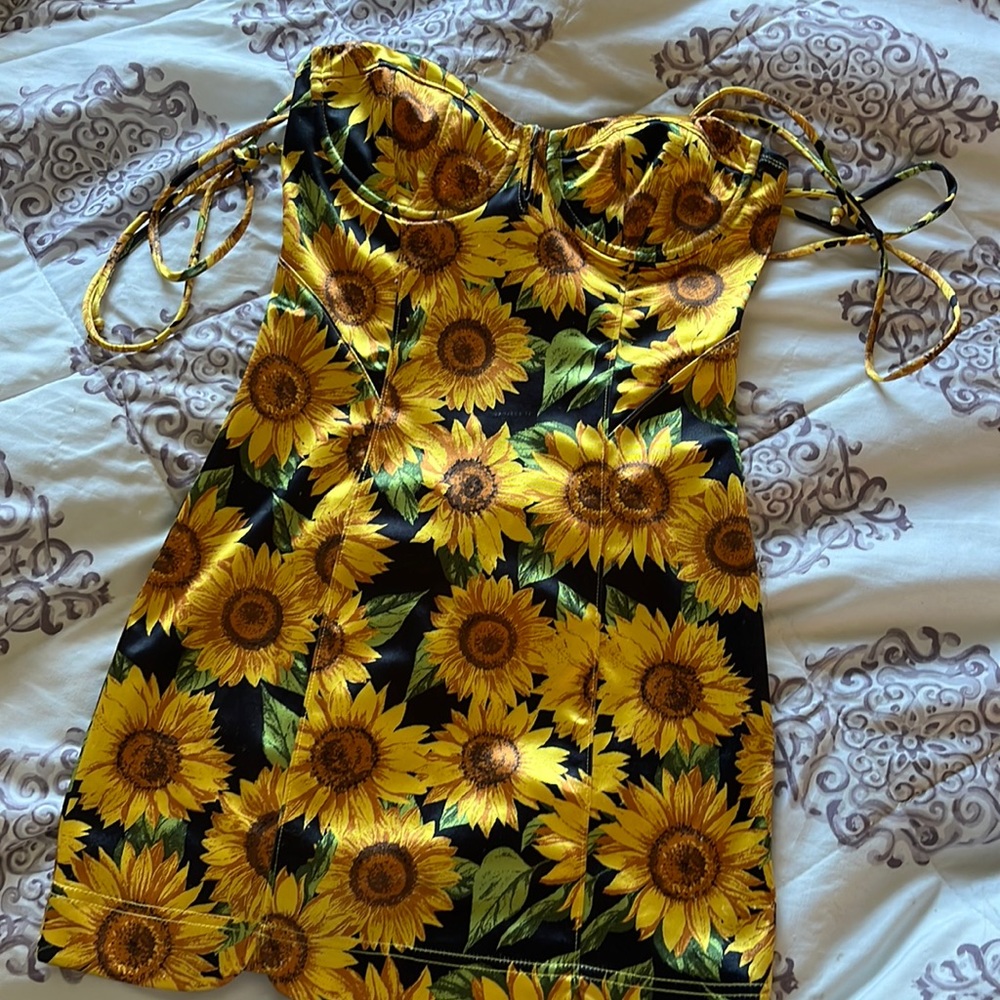 Dollskill Current Mood Fall Sunflower silk dress